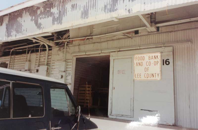 The back in the early '80s, at door 16 of the Farmers Market, home of the Food Bank and Cooperative of Lee County, the precursor of what eventually became the Harry Chapin Food Bank.