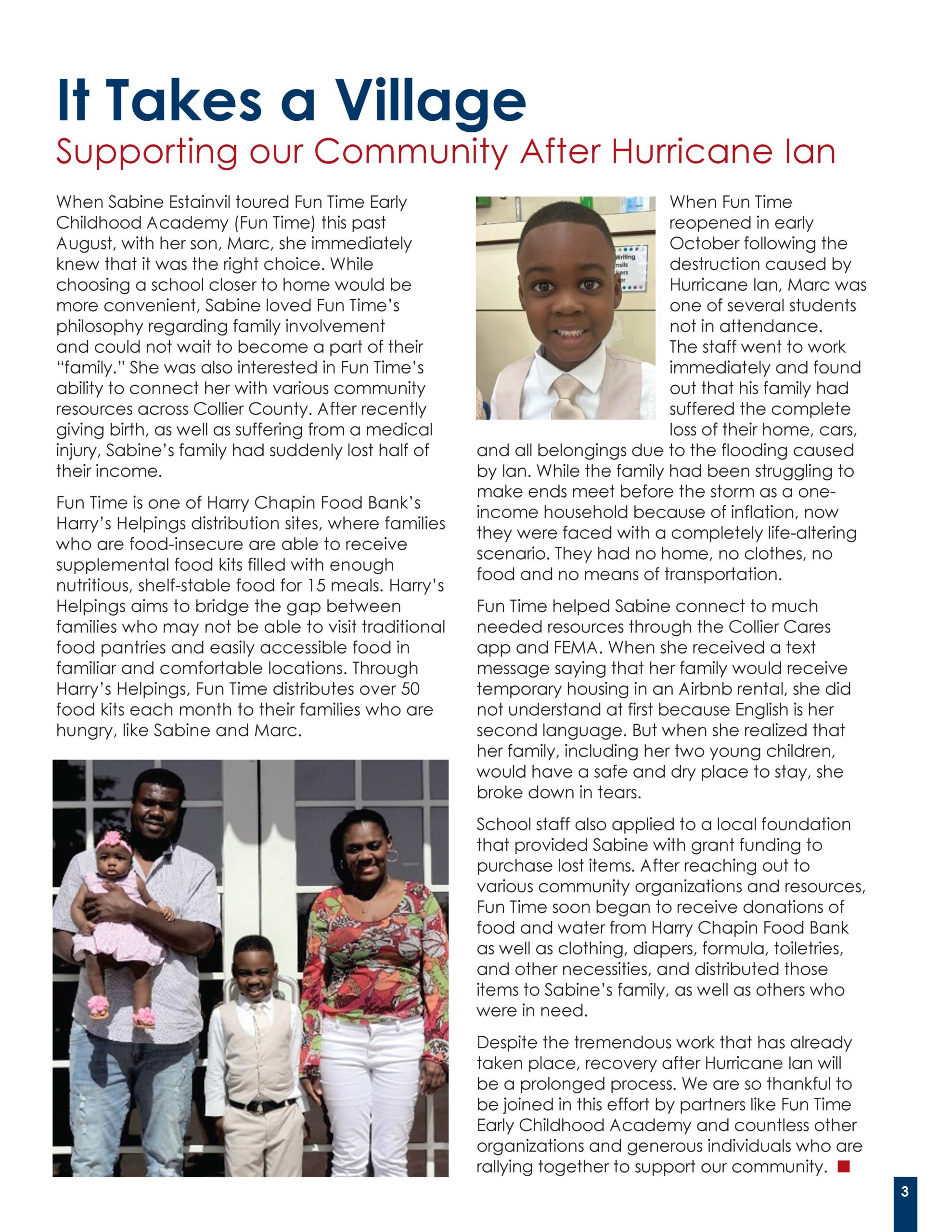 Newsletter Harry Chapin Food Bank